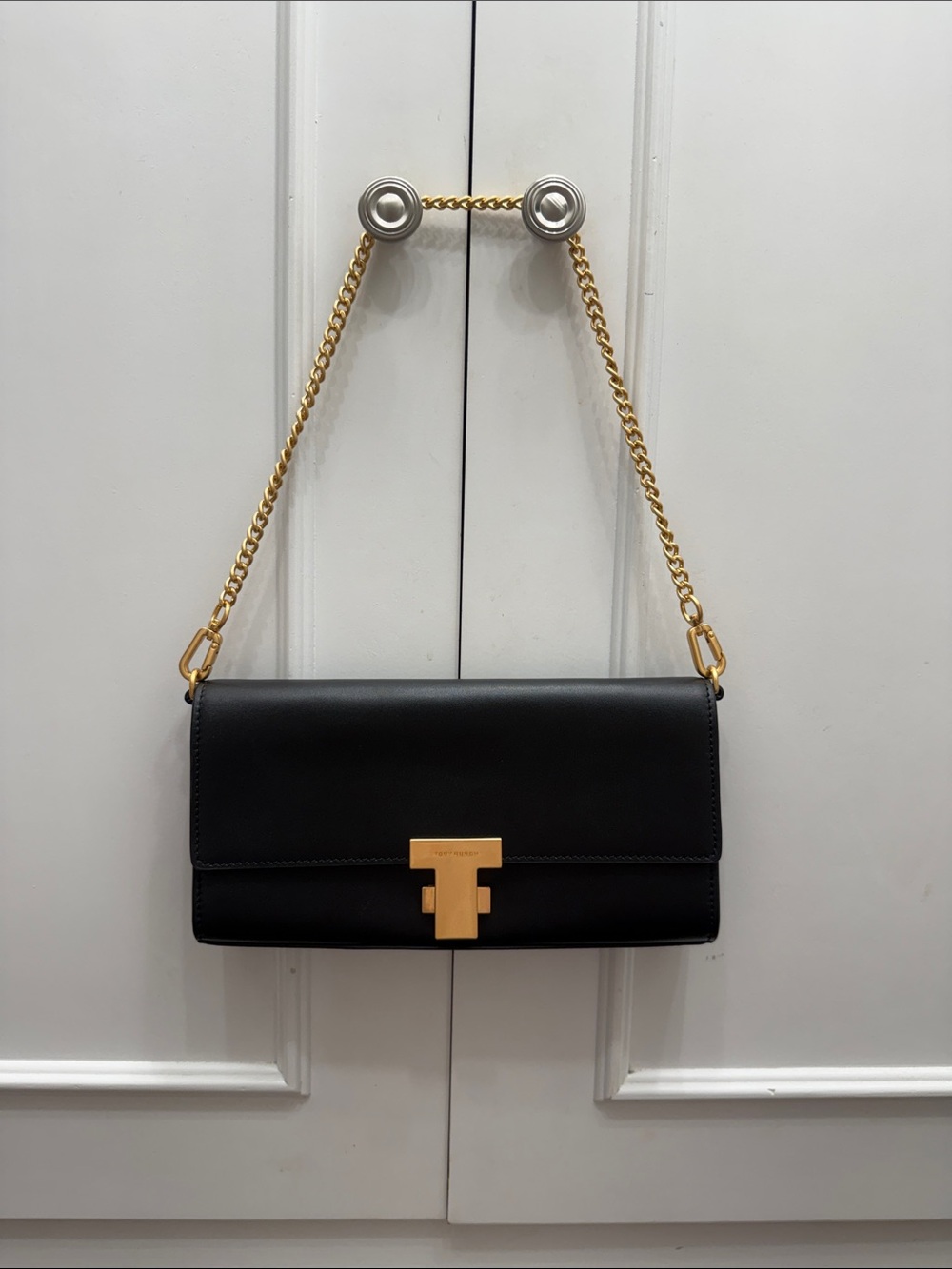 Tory Burch Black Shoulder Bag with Gold Hardware